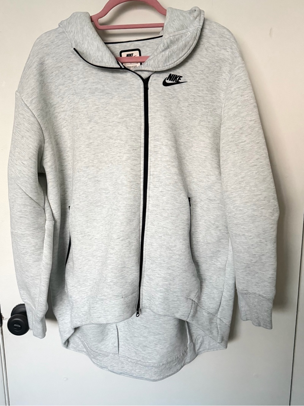 Nike Light Gray Full-Zip Hooded Bomber Jacket